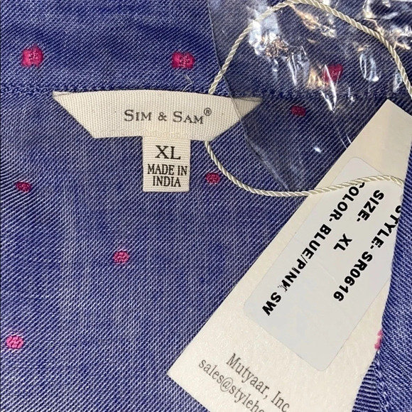 Sim & Sam Button Front Tie Short Sleeve Blouse - Picture 4 of 6